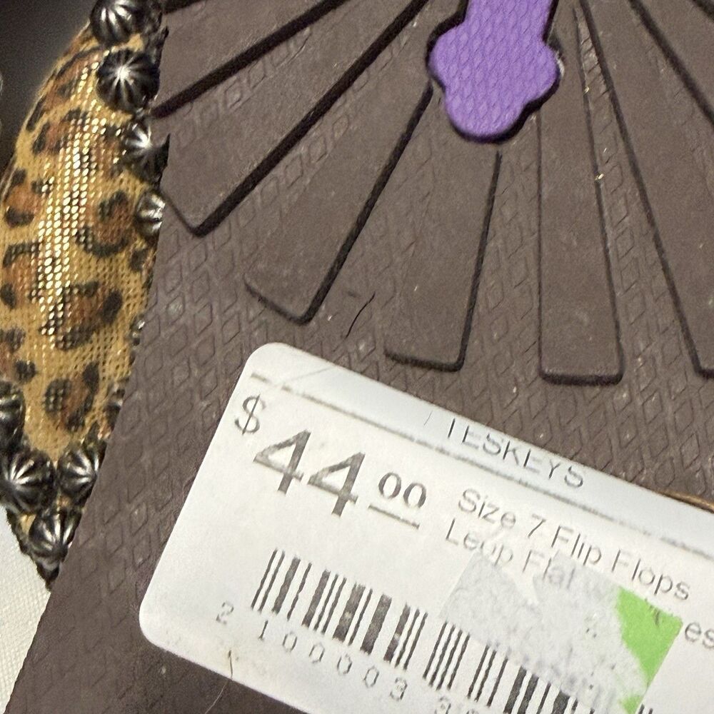 Gypsy Soule Leopard Rhinestone Flip Flop Sandals Women’s Size 7 Boho Bling NWOT - Picture 8 of 15